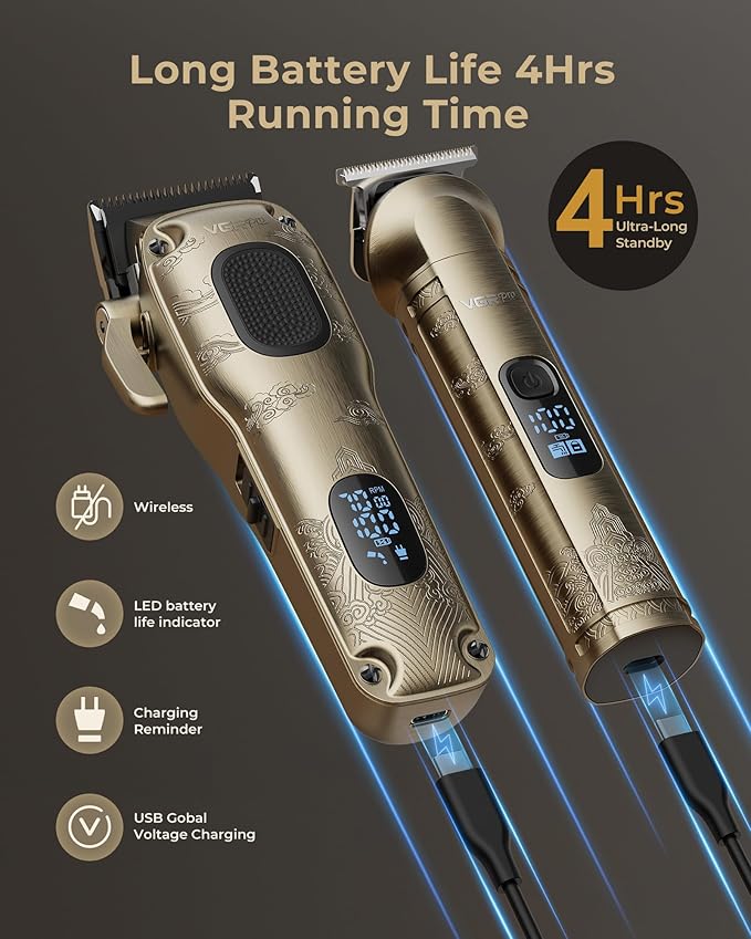 VGRPRO Hair Clippers for Men Professional, Cordless Clipper and Trimmer Set