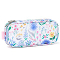 mibasies Girls Pencil Case for Kids, Multi-Slot Pencil Pouch, Floral Sky Blue