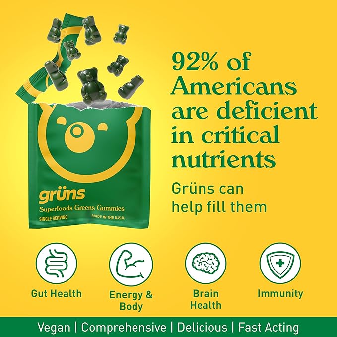 Adult Greens Gummies & Daily Multivitamin, Prebiotic Fiber, 28 ct