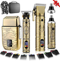 QREEYX Hair Clippers for Man T-Blade Trimmer Nose Hair Trimmer Electric Shaver Set, Professional Metal Body Barber Clippers Set for Haircut, Men’s Grooming Kit with LCD Display, Ideal Gift for Him