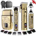 QREEYX Hair Clippers for Man T-Blade Trimmer Nose Hair Trimmer Electric Shaver Set, Professional Metal Body Barber Clippers Set for Haircut, Men’s Grooming Kit with LCD Display, Ideal Gift for Him
