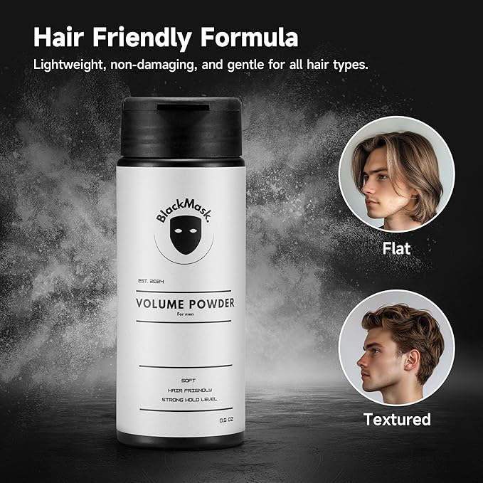 BlackMask Texture Powder for Men, Easy to Apply - Instantly Adds Texture & Volume, All-Natural Ingredients, Strong Hold, Hair Powder for Men (Pack of 1)