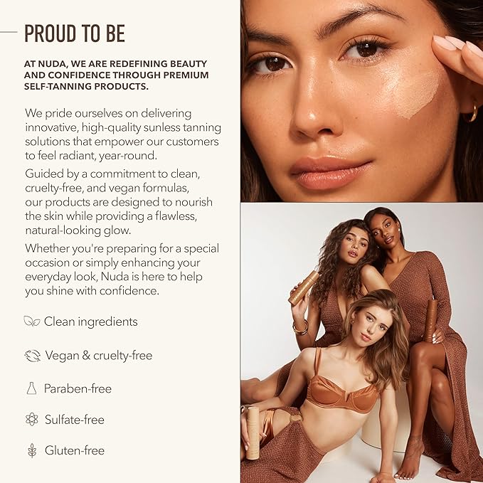 Nuda GlowShimmer Body Shimmer | Glittery,Silky,Tan-Enhancing Body Glow Lotion | Moisturizes & Hydrates with Aloe Vera, Avocado Oil & Vitamin E | Vanilla Scented, Non Sticky & Quick Drying, (2.5 Fl Oz)