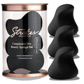 Strokes Beauty Lab Original Beauty Blender Makeup Sponge Applicator for Powder, Cream & Liquid, Beauty Tools Puff, Streak Free Application, Vegan, Cruelty Free Made in USA, Black (3 Pieces)