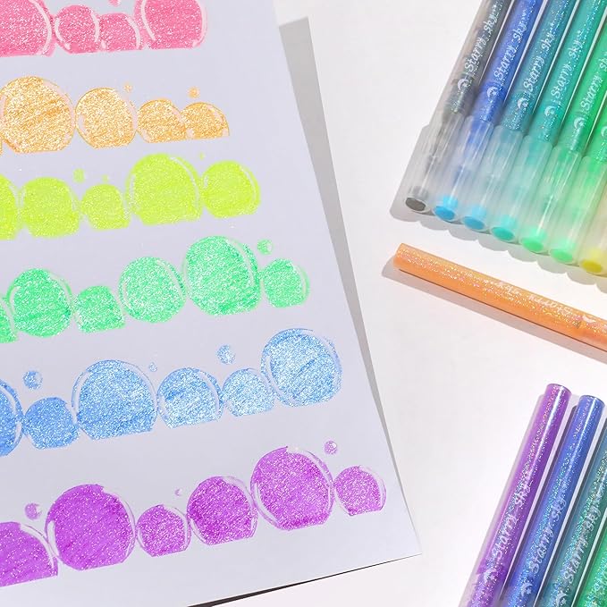 HANKU Glitter Highlighters Assorted Colors, 10-Count Chisel Tip Sparkle Highlighters, No Bleed Pastel Highlighter Markers For Adult Coloring Book Bible Journaling