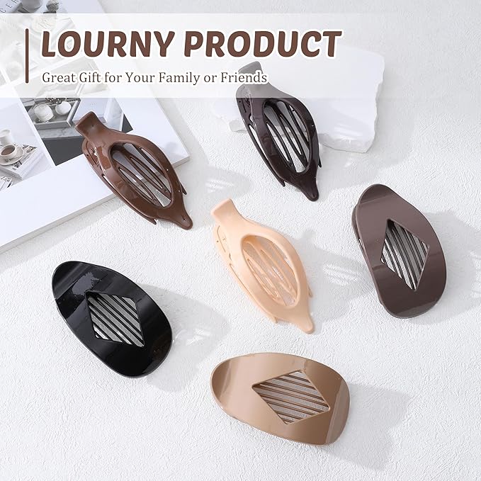 Lourny 6PCS Flat Claw Clips for Women French Flat Hair Clips for Thin Hair