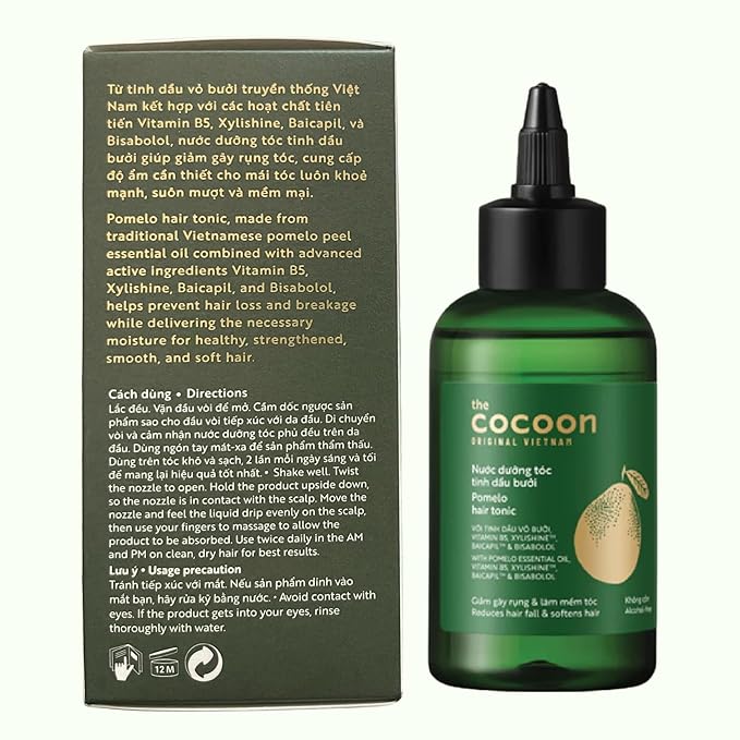 Cocoon Original Vietnam Pomelo Hair Tonic 140ml / 4.73 fl oz – Lightweight Scalp Serum for Thinning Hair, Hydrating, Strengthening & Anti-Breakage with Vitamin B5 & Baicapil