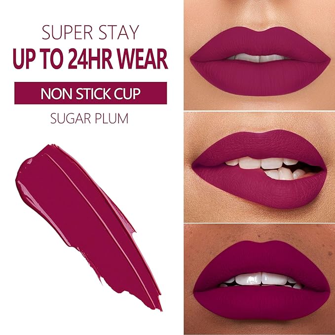 MAKI YIKA Purple Lipstick Matte Liquid for Women Color Stay Long Lasting Lipsticks