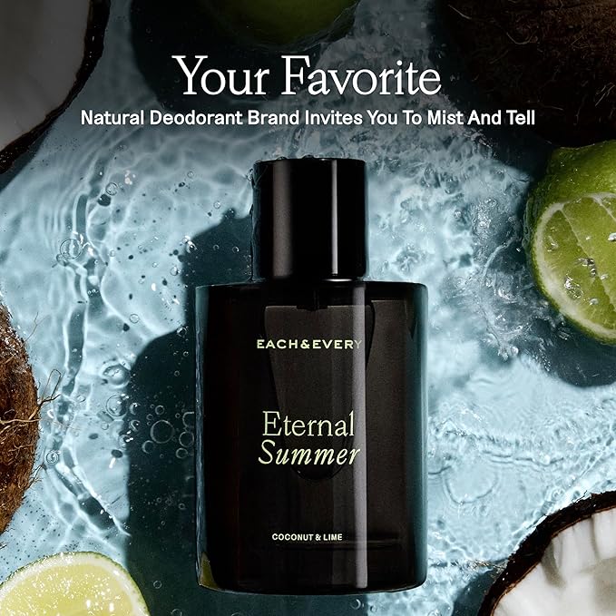 Each & Every Hair & Body Mist - Hair Perfume & Body Spray for Women & Men, 100% Natural Fragrance, Coconut & Lime, Sweet Tart Tropical (Eternal Summer) - Vegan, Paraben Free, 3.4 fl oz