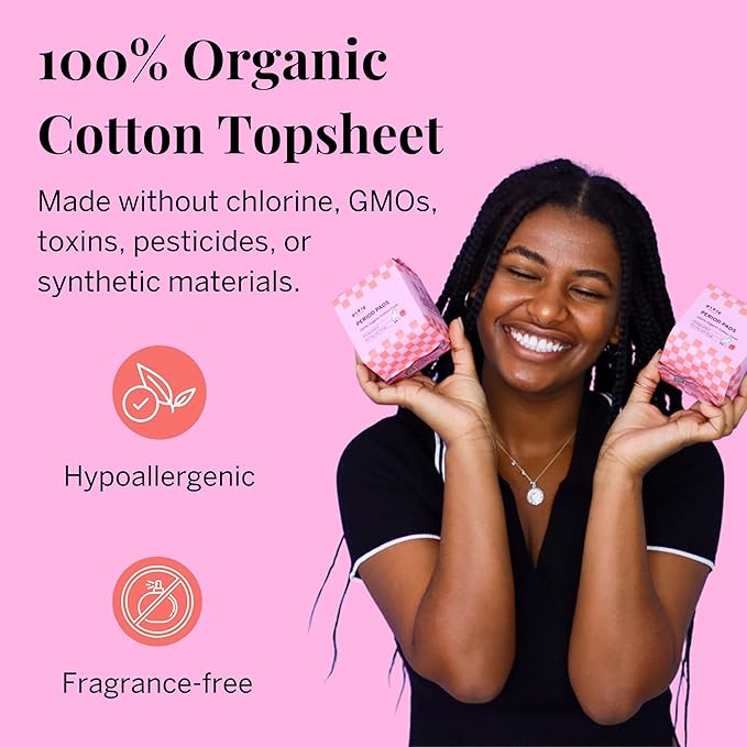 Pixie Organic Pads Ultra Thin Mini Cotton for Teens - Liners with Wings - Light Absorbency Menstrual Pads - Hypoallergenic, Unscented & Biodegradable for Feminine Care - FSA Eligible - 16 Count