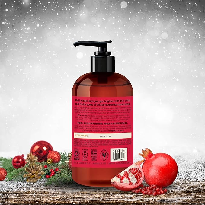 Soapbox Spiced Vanilla & Frosted Pomegranate Liquid Hand Soap, Moisturizing Hand Wash - Gentle Cleanser for Hands - Clean Ingredients Free of Harsh Chemicals, Sulfates, Parabens & Silicones - 4 Pack