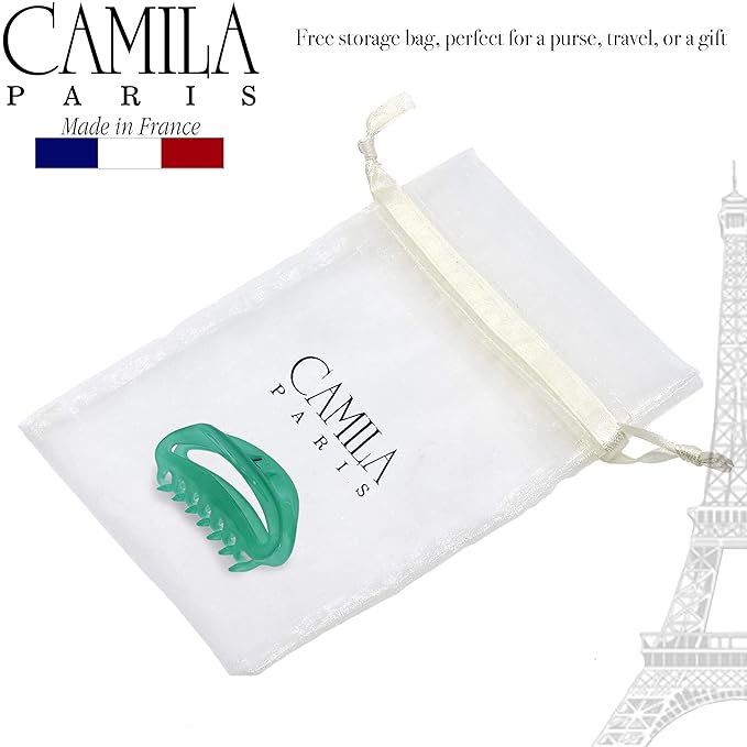 Camila Paris CP3079 French Hair Clip for Women, Small Green, Girls Hair Claw Clips Jaw Fashion Durable Styling Hair Accessories for Women, Strong Hold No Slip Grip, Made in France