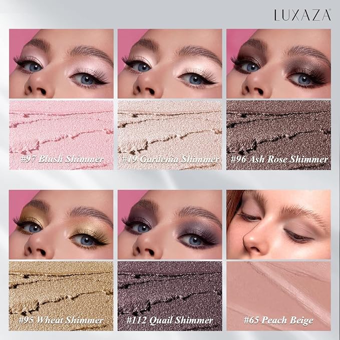 LUXAZA 6PCS Cream Eyeshadow Stick Makeup Sets, Metallic And Matte Shimmer Eye Shadow Eye Brightener Stick Pencil Crayon, A10-Quartz Pink