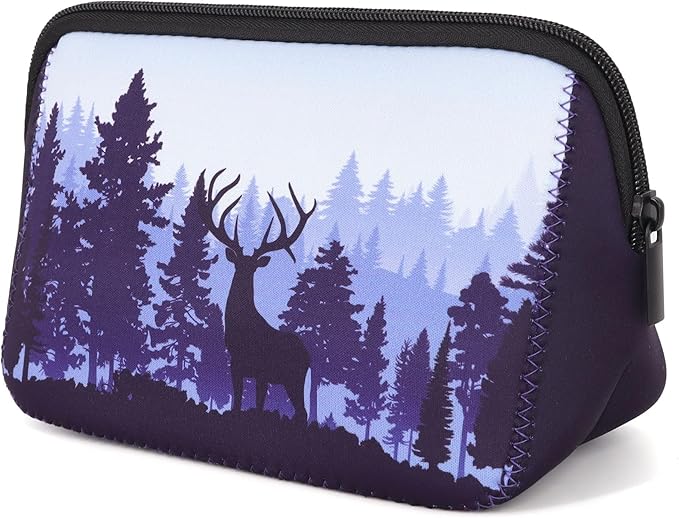 AJLTPA Waterproof Neoprene Cosmetic Bag, Foggy Forest