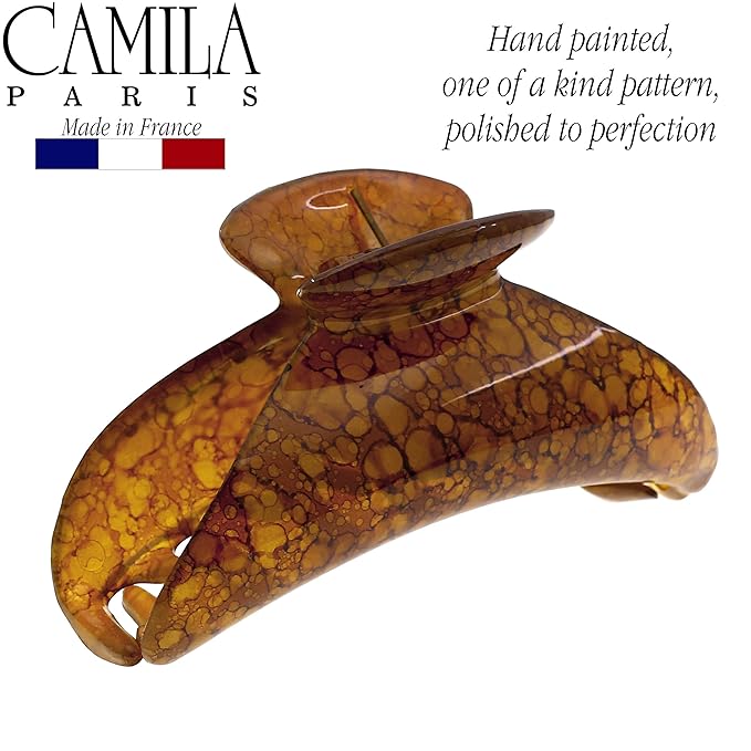 Camila Paris MP925 French Hair Clips for Women, 3.75" Large Claw Clip Strong Hold All Day, No Damage No Slip Claw Clips for Thick Curly Wavy Fine Straight Hair, Jaw Clip Made in France
