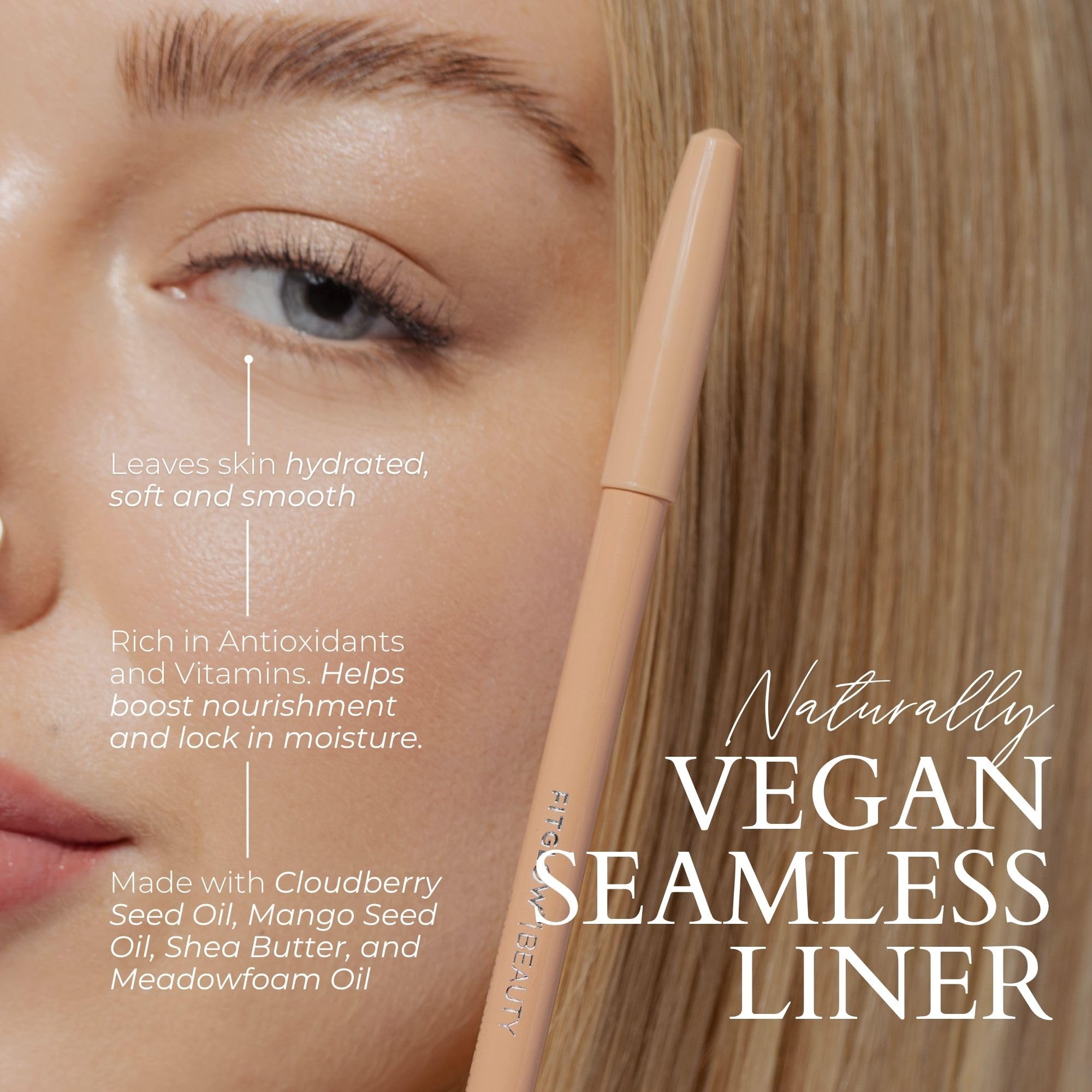 FITGLOW Beauty Vegan Eyeliner Pencil, Brightening Beige, 1.1g