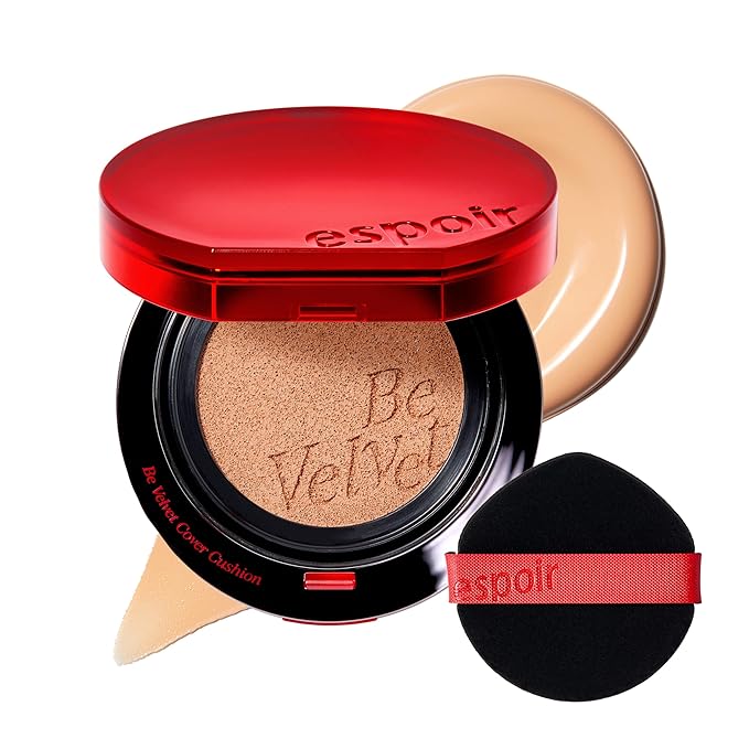 ESPOIR Be Velvet Cushion Foundation #25 Tan | Quick and Easy Coverage with Long-lasting Color by Zero Oxidation, Velvety Smooth Finish & Lightweight Formula, Vegan, Korean Makeup, 0.46 oz