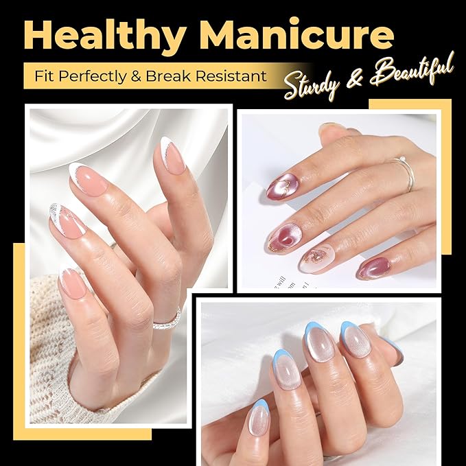 UNA GELLA 600Pcs Short Oval Almond Nail Tips, Round Almond Press on Nails