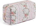HHQQWZ Makeup Bag Travel Cosmetic Bag for Women Girls, Zipper Make Up Pouch, Floral Flowers Toiletry Organizer Makeup, Portable Storage Bag, Cosmetic Travel Cloth Bag (Blue)