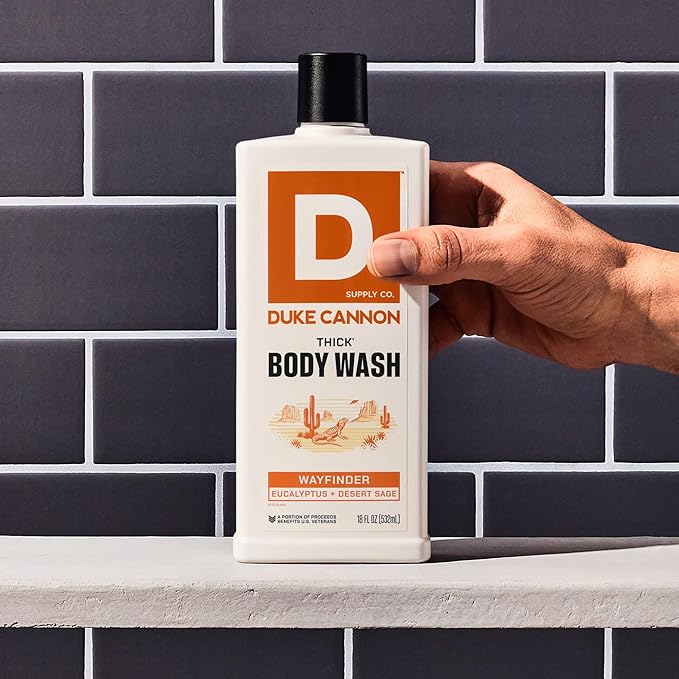 Duke Cannon Supply Co. Thick High Viscosity Body Wash – 3X Thicker, Cleansing Shower and Bath Gel, Mineral-Enriched for Men – Shower Gel – Men’s Body Scrub – Wayfinder (18 oz)