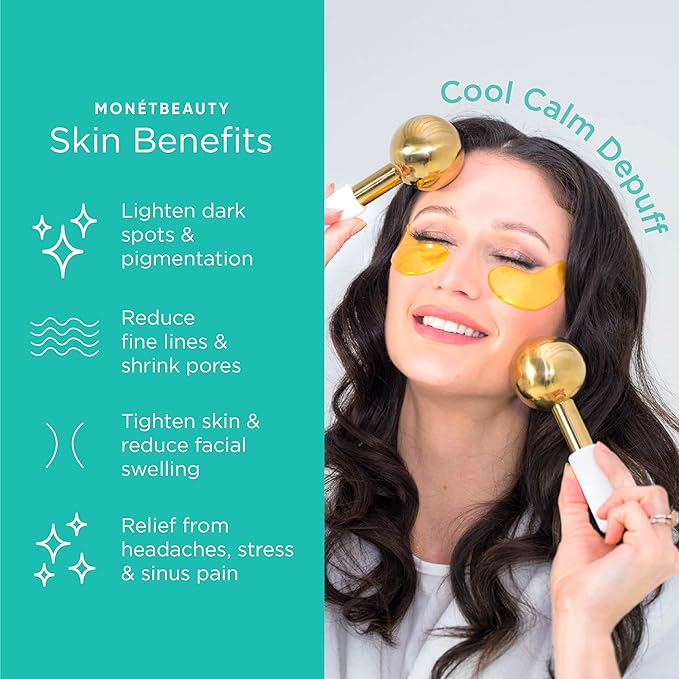 MonétBeauty Tighten Skin, Depuff & Sinus Relief? Try Stainless Steel Ice Globes for Facials - Durable Cryo Globes Instantly Reduce Puffiness, Tighten Pores, Facial Massages and Daily Beauty Routines