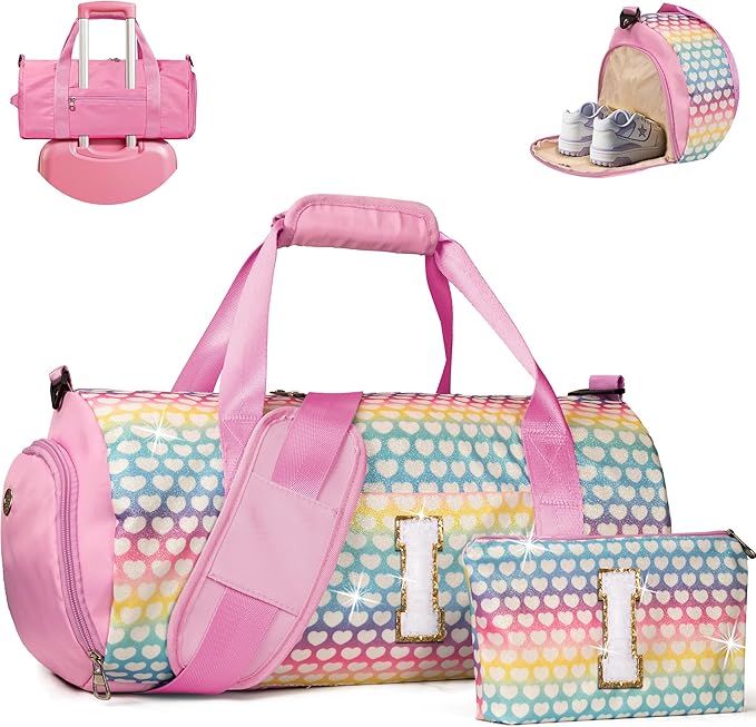 Vogewood Initial Teen Girl Gift Trendy Stuff-Kids Glitter Travel Duffle Bag