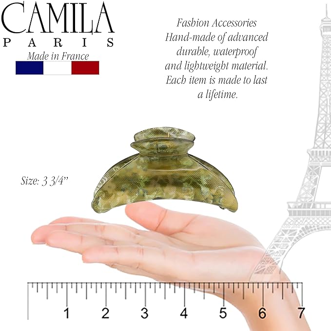 Camila Paris CP3424 French Hair Clips for Women, 3.75" Large Claw Clip Strong Hold All Day, No Damage No Slip Claw Clips for Thick Curly Wavy Fine Straight Hair, Jaw Clip Made in France