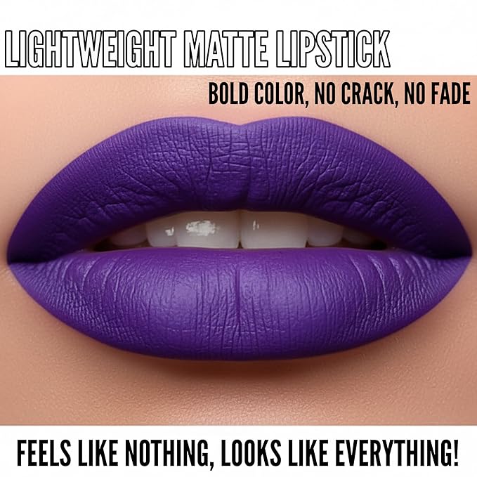 Mynena Weightless Deep Purple Matte Liquid Lipstick, Violet
