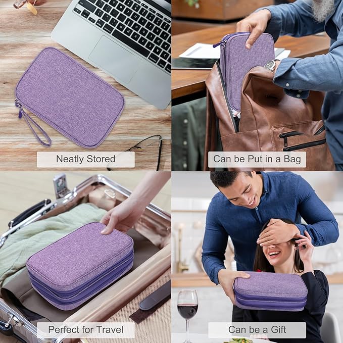 FYY Electronic Organizer, Travel Tech Pouch Bag, Large, Dark Purple