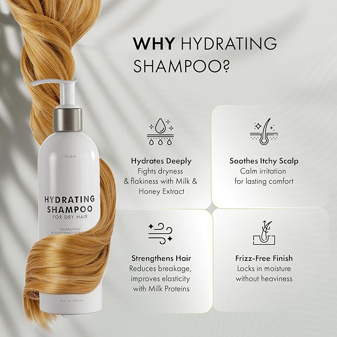 Hydrating Shampoo and Conditioner 2-in-1 for Dry Hair – Color Safe Shampoo and Conditioner in One Formula, Honey & Aloe Moisture Boost for Deep Hydration & Silky Shine, For Colored Hair (12 Fl Oz)