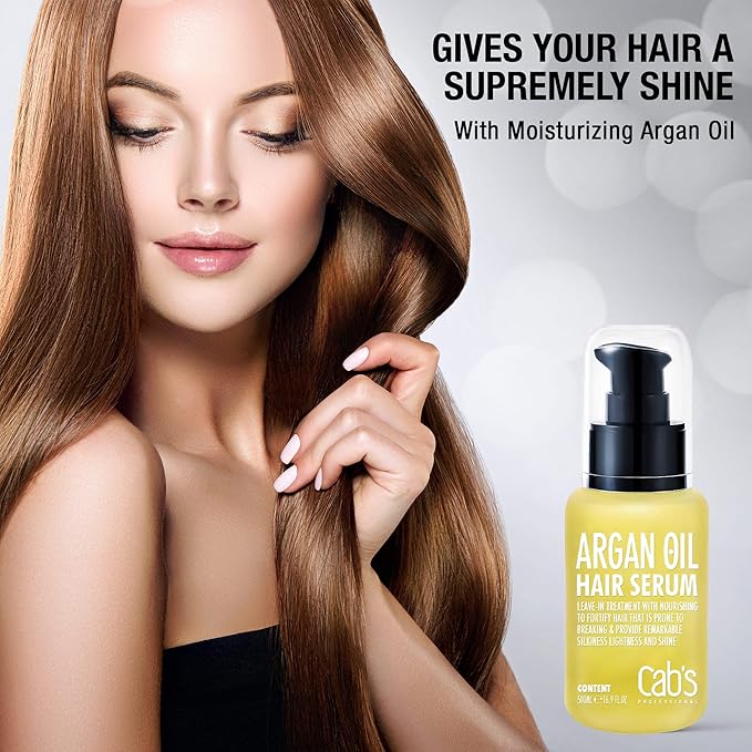 Cab's Silk Essence with Argan Oil & Coconut Oil | Color-Protection Treatment for Dry, Frizzy & Curly Hair | Hair Serum for Growth & Shine