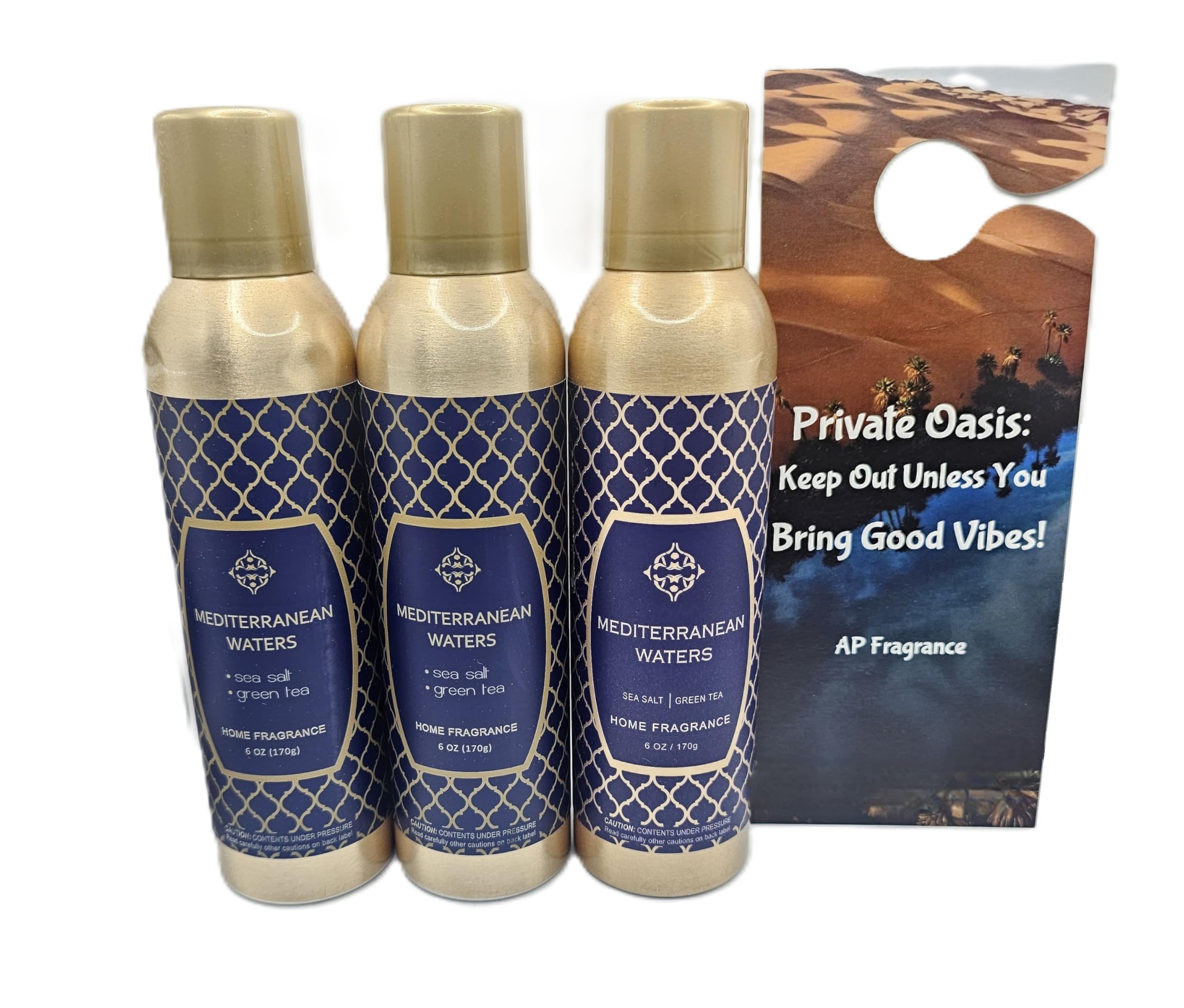 AP Fragrance Belfair Oaks Room Fragrance Air Freshener Spray - Concentrated Deodorizer, Mediterranean Waters - 3 Pack