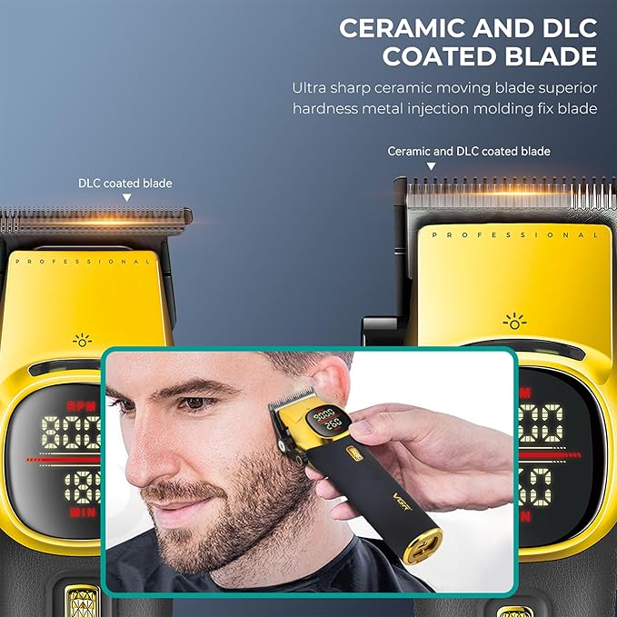 VGR 885S2 Professional Hair Clippers for Men with Hair Trimmer Set, Gold