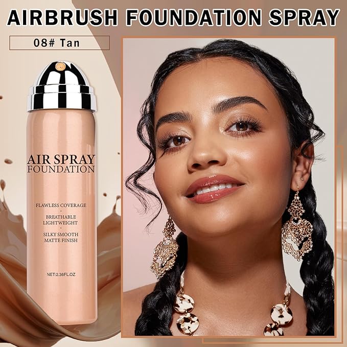 QIUFSSE Air Brush Makeup Foundation for Older Women (08 Tan)