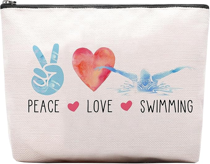 CEASQVAA Funny Swimming Gifts for Women, Swimming Team Gifts Swim Coach Teacher Gifts, Swimming Makeup Bag Birthday Gifts for Swimmer Women Her Female