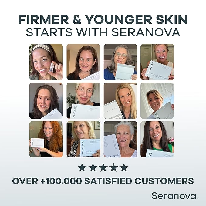 Seranova Micro Infusion System for Face & Neck 0.05mm Stamp with Hyaluronic Acid & Collagen Peptide Serum for Firmer Smoother-Looking Skin, Easy 5-Minute At-Home Skin Care Application - 3 Month Supply