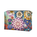 COEQINE Gothic Makeup Bags for Women Floral Wallet Leather Cosmetic Case With Zipper Soft Waterproof Lip Makeup Organizer Handbag