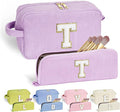 YOOLIFE 2 Pieces Travel Makeup Bag - Make Up Bag Mini Cosmetic Bags for Women Makeup Brush Bag Travel Bag Cute Small Makeup Bag Unique Gifts Teacher Gifts Friend Birthday Gifts for Women Her Letter T