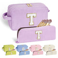 YOOLIFE 2 Pieces Travel Makeup Bag - Make Up Bag Mini Cosmetic Bags for Women Makeup Brush Bag Travel Bag Cute Small Makeup Bag Unique Gifts Teacher Gifts Friend Birthday Gifts for Women Her Letter T
