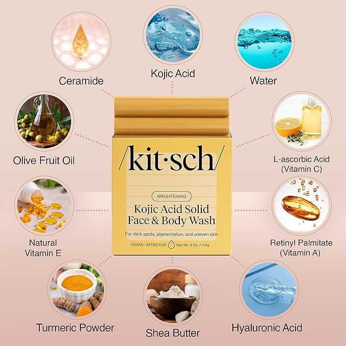 Kitsch Kojic Acid Soap – Turmeric Soap Bar – Made in USA, 4 oz
