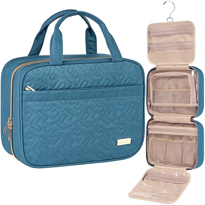 NISHEL Travel Toiletry Bag for women, Portable Hanging makeup Organizer