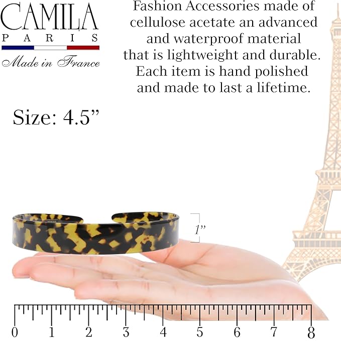 Camila Paris CP3879 French Headband for Women, Handmade Tokyo, Strong Hold Grip Women's Hair Band, Ligth and Very Flexible, No Slip Durable Styling Girls Hair Accessories, Made in France