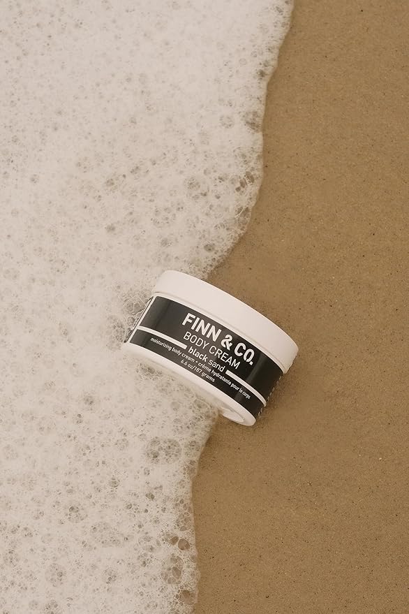 FINN & CO. Black Sand Body Cream, Beach Scent, Daily Hydration, 6.6 oz