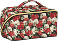 MNSRUU Makeup Organizer Bag, Skull and Flower Travel Makeup Bags Makeup Vanity Case Large Capacity Rhombus Cosmetic Toiletry Bag for Girl Women Ladies
