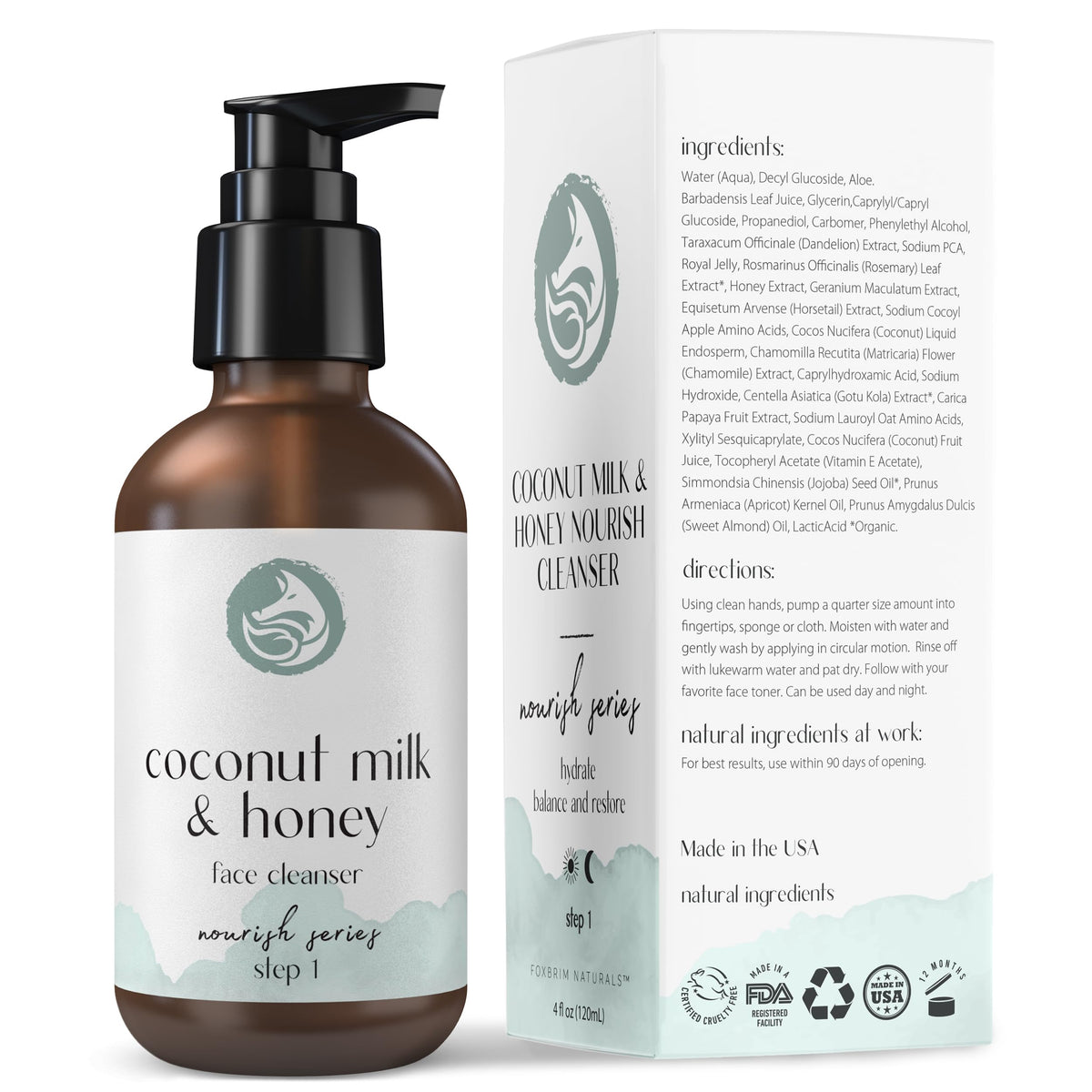 Coconut Milk & Honey Face Wash 4 fl oz – Gentle Hydrating Cleanser for Sensitive to Dry Skin | Fragrance-Free, Non-Drying Formula with Aloe & Jojoba | Ideal for Redness, Dryness & Daily Makeup Removal