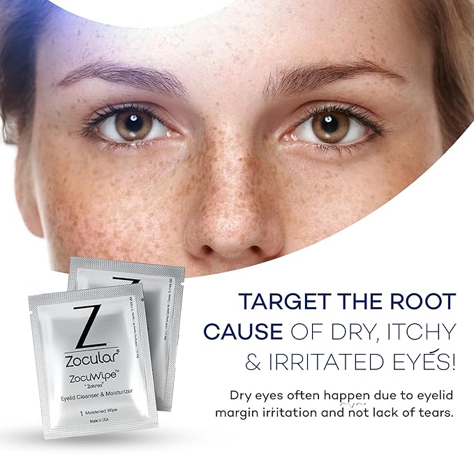 Zocular Zocuwipe Eyelid Wipes, Gentle Cleansing & Moisturizing, 30 Count