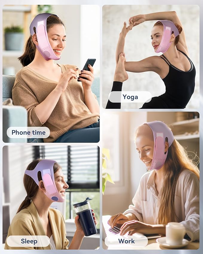 Reusable V Line Silicone Face Strap, Soft Silicone Chin Strap for Women 23-27 Inches