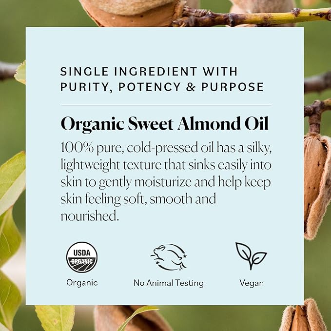 Sky Organics Organic Sweet Almond Oil 16 fl oz, 100% Pure & Lightweight