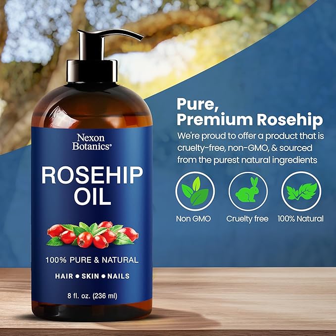 Rosehip Oil for Face 8 fl oz - Hydrating Facial Oil for Gua Sha Massage