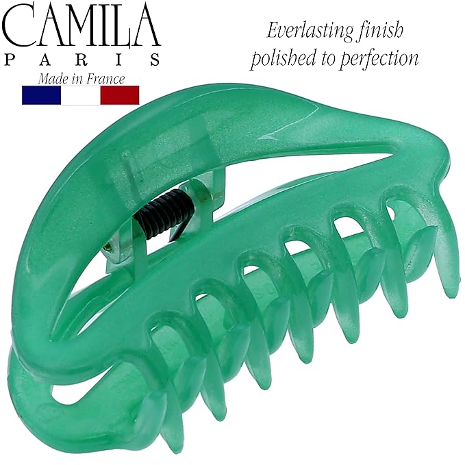 Camila Paris CP3079 French Hair Clip for Women, Small Green, Girls Hair Claw Clips Jaw Fashion Durable Styling Hair Accessories for Women, Strong Hold No Slip Grip, Made in France